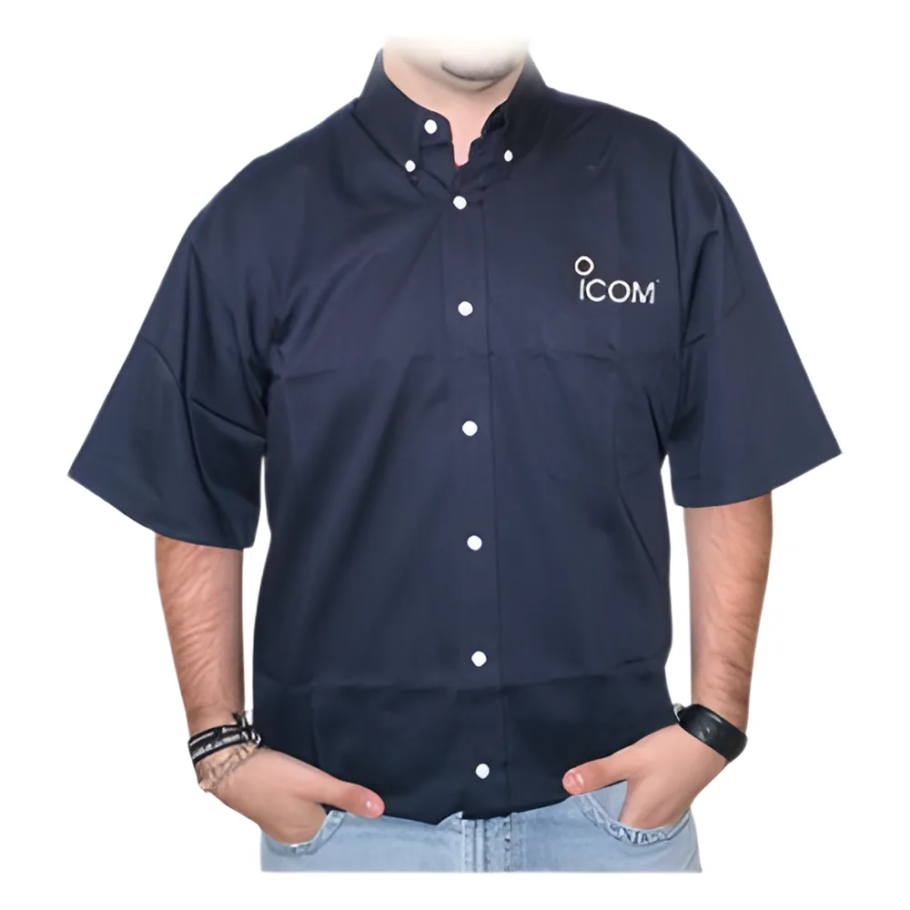 Camisa Color Azul Marino, Manga Corta, Logo ICOM.