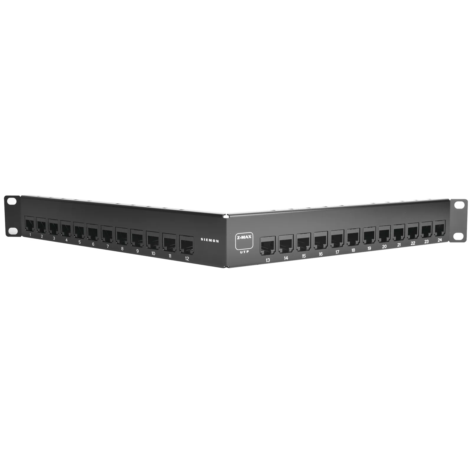 Patch Panel UTP Z-MAX de 24 puertos, Precargado con Jacks Categoría 6, Angulado, 1UR