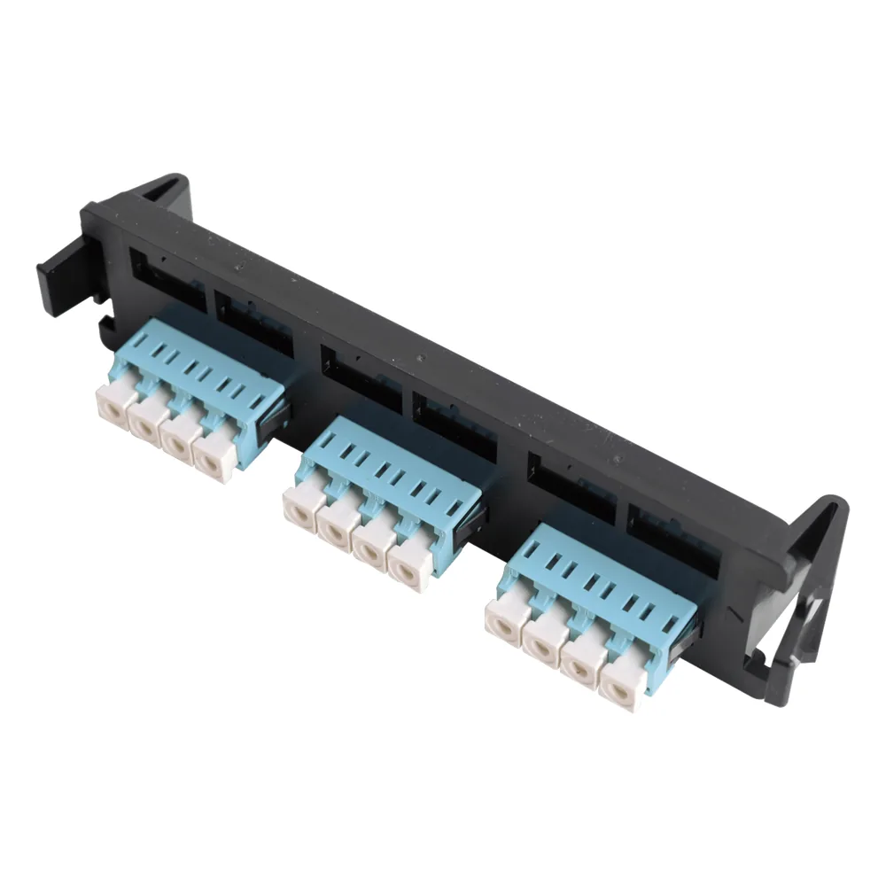 Placa acopladora de Fibra Óptica Quick-Pack, Con 6 Conectores LC Duplex (12 Fibras), Para Fibra Multimodo, Aqua
