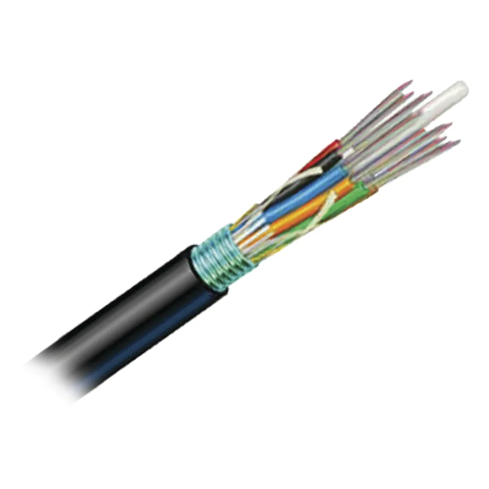 Cable de Fibra Óptica 12 hilos, OSP (Planta Externa), Armada, Gel, HDPE (Polietileno de alta densidad), Multimodo OM4 50/125 Optimizada, 1 Metro