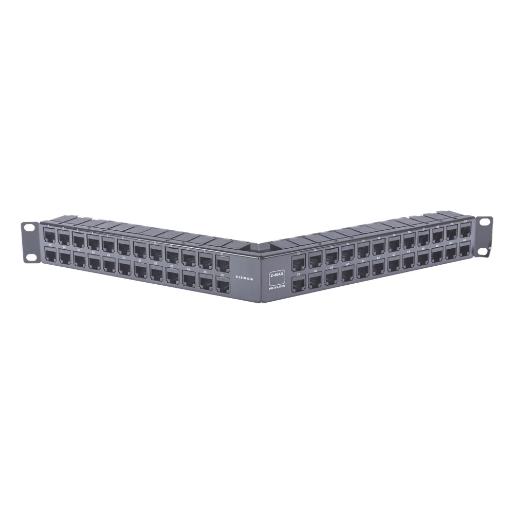 Patch Panel Z-MAX de 48 Puertos, Blindado, Modular (Vacío), Angulado, 1UR