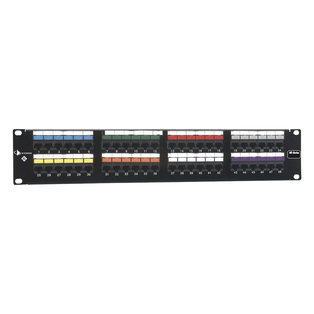 Patch Panel UTP HD6 de 48 puertos, Precargado con Jacks Categoría 6, Plano, 2UR