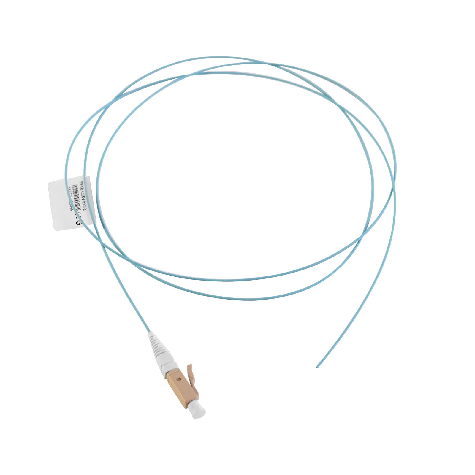 Pigtail de Fibra Óptica LC Simplex, Multimodo OM4 XGLO 50/125, OFNR, Color Aqua, 1 Metro (3.28 Pies)