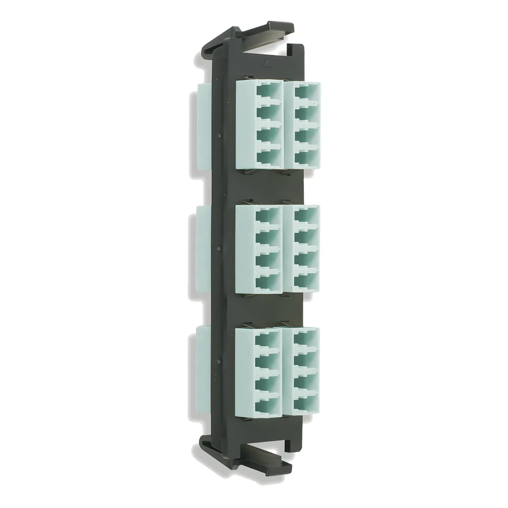 Placa acopladora de Fibra Óptica Quick-Pack, Con 6 Conectores LC Quad (24 Fibras), Para Fibra Multimodo, Aqua