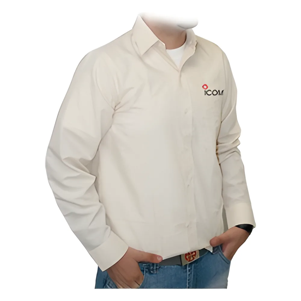 Camisa Color Beige, Manga Larga, Logo ICOM.