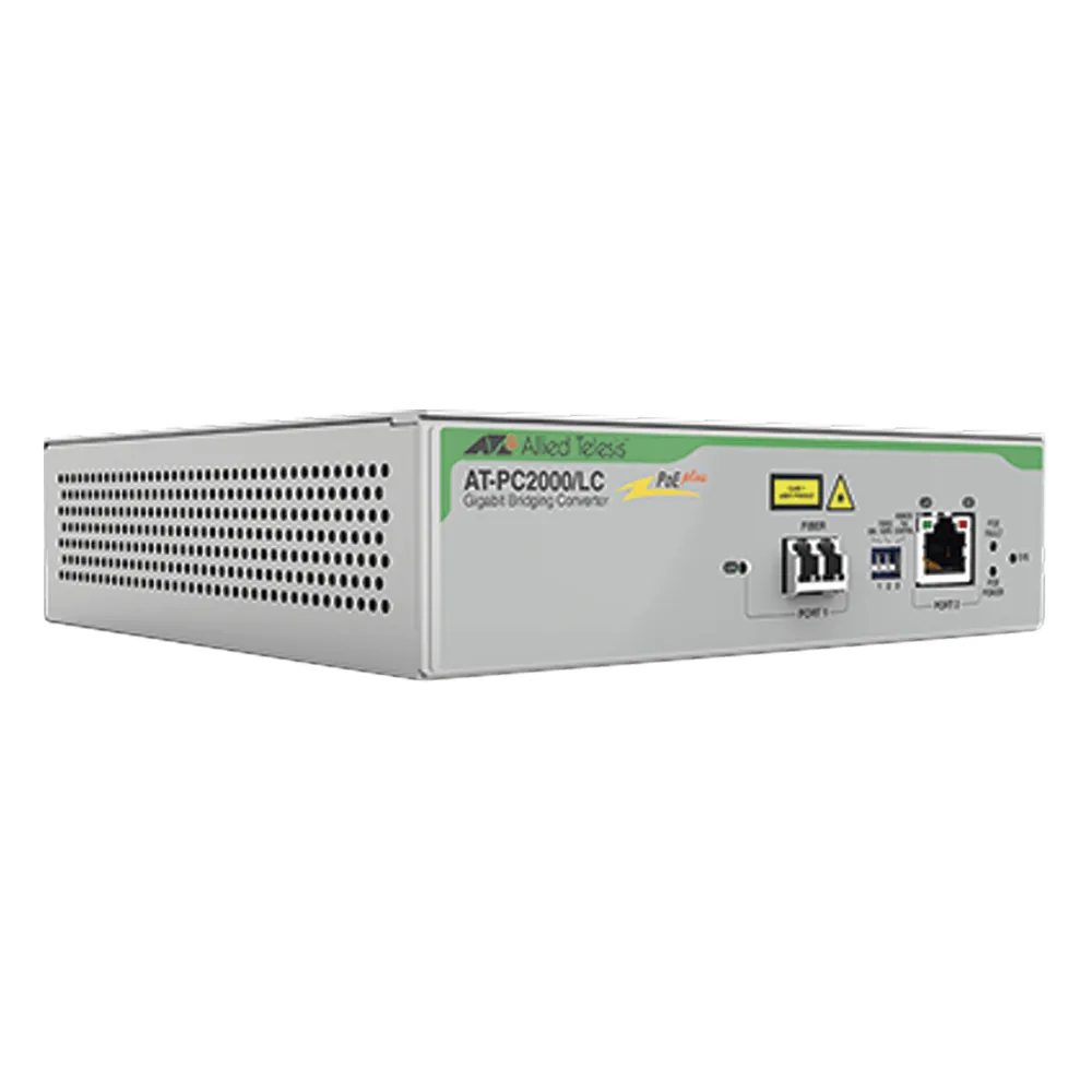 Convertidor de medios Gigabit Ethernet PoE+ a fibra óptica, conector LC, multimodo (MMF), distancia hasta 550 m
