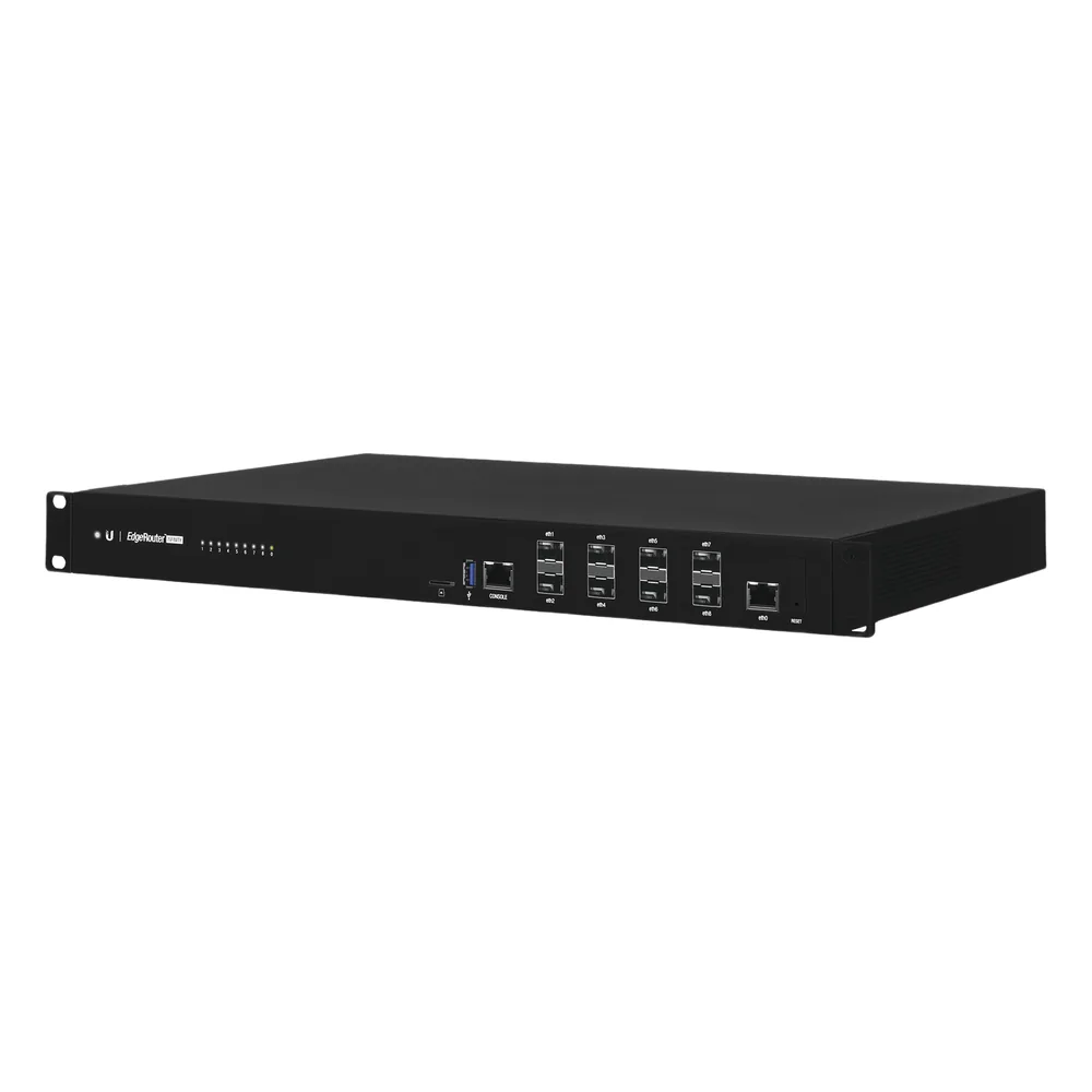 EdgeRouter INFINITY de 8 puertos SFP+ 10 G + 1 puerto RJ45 Gigabit, throughput 80 Gbps, 16 núcleos y 16 GB RAM , fuentes de alimentación modulares Hot-Swappable