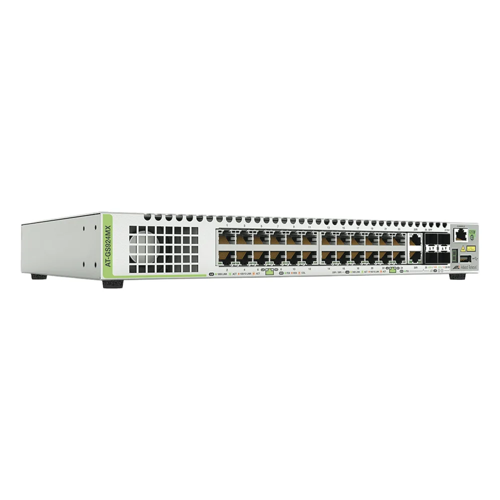 Switch Stackeable Capa 3, 24 puertos 10/100/1000 Mbps + 2 puertos SFP Combo + 2 puertos SFP+ 10 G Stacking