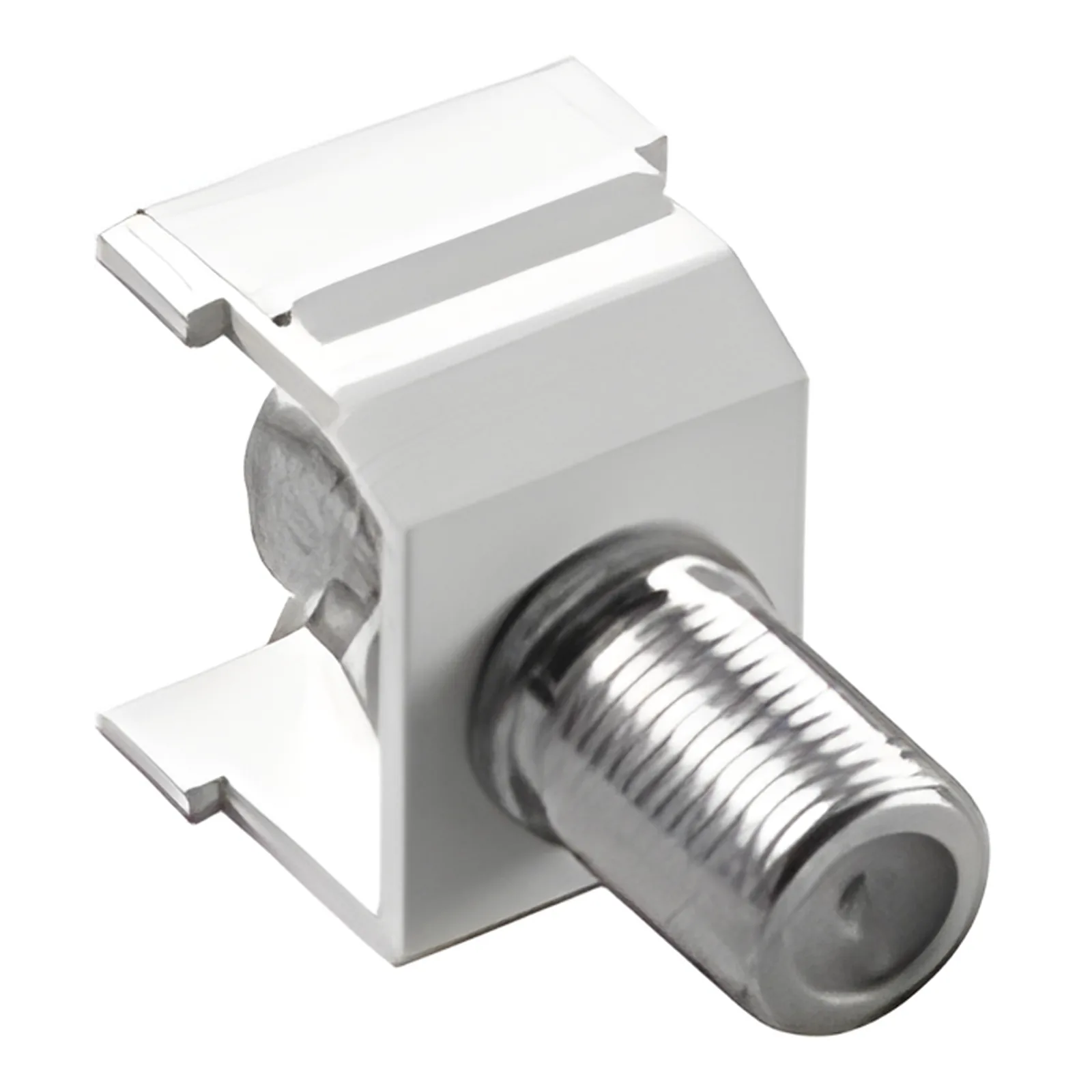 Conector coaxial tipo F de 75 ohms de instalación a presión para marco de 6 puertos Claro y Satin Colors, color blanco