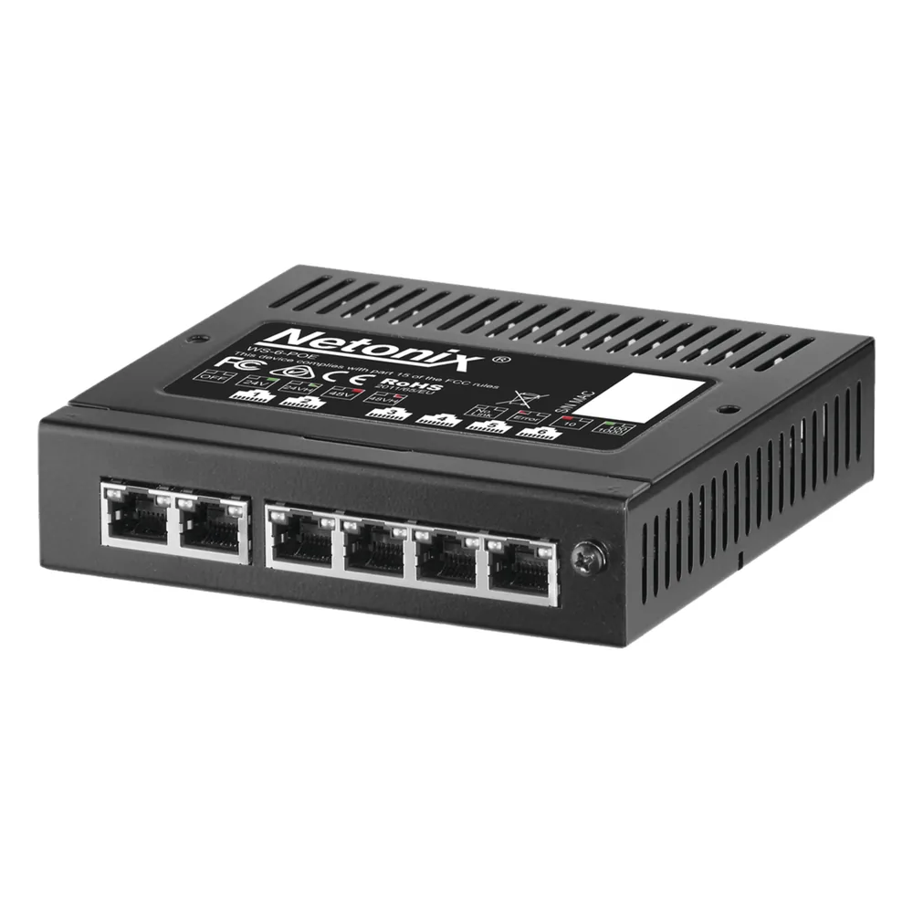 Switch WISP PoE 6 puertos Gigabit, entrada PoE pasivo de 37-53 Vcc