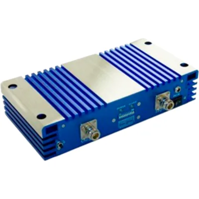 Amplificador Bidireccional para Celular en 1900 MHz, para Interior, 1850-1990 Mhz, Ganancia 70 dBi, con Conectores N Hembra. Incluye Adaptador 110-220 Vca /9 Vcc, Voltaje 9 Vcc, 2A. No incluye Antenas