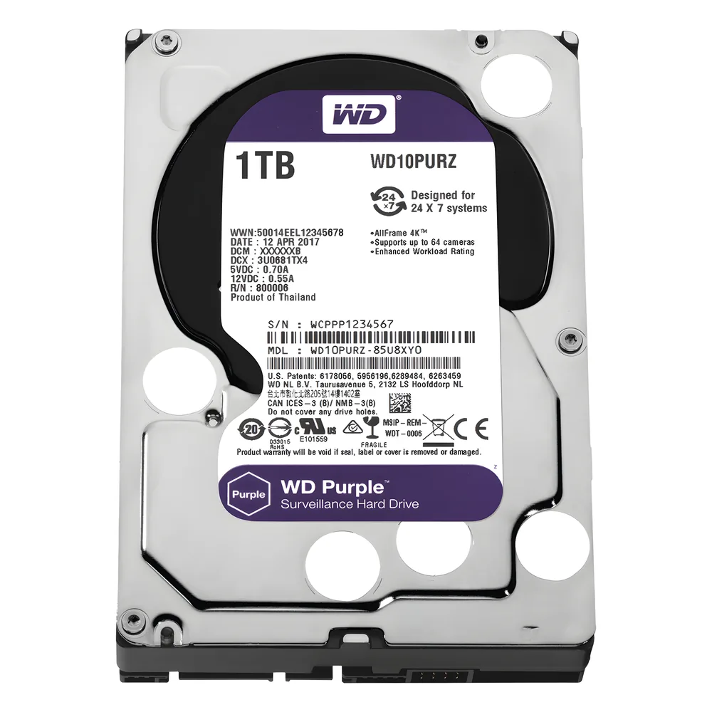 Disco Duro Purple de 1 TB / 5400 RPM / Optimizado para Soluciones de Videovigilancia / Uso 24-7 / 3 Años de Garantia
