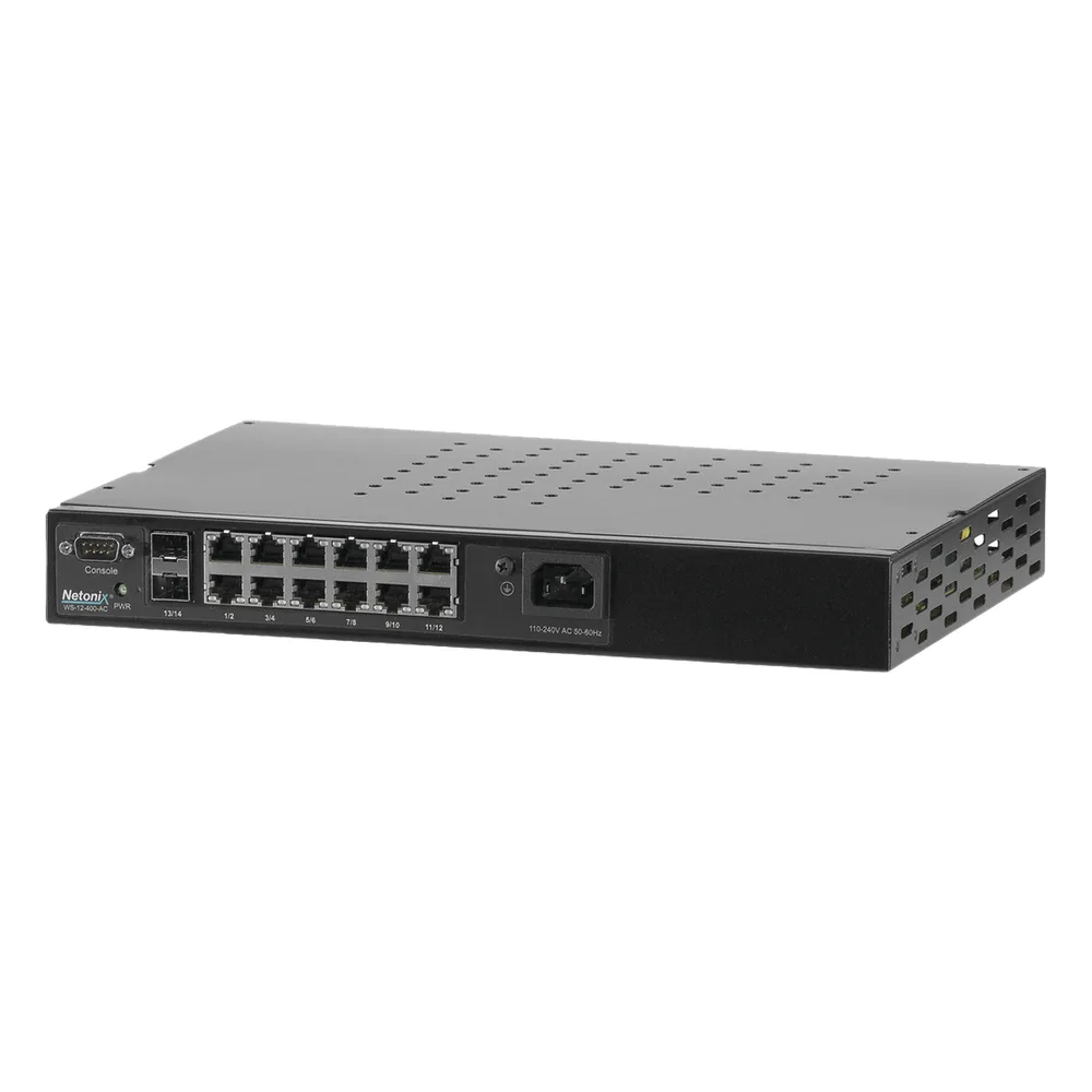 Switch WISP PoE Administrable de 14 puertos (12 PoE Gigabit + 2 SFP) 400W, entrada de 110/220 Vca