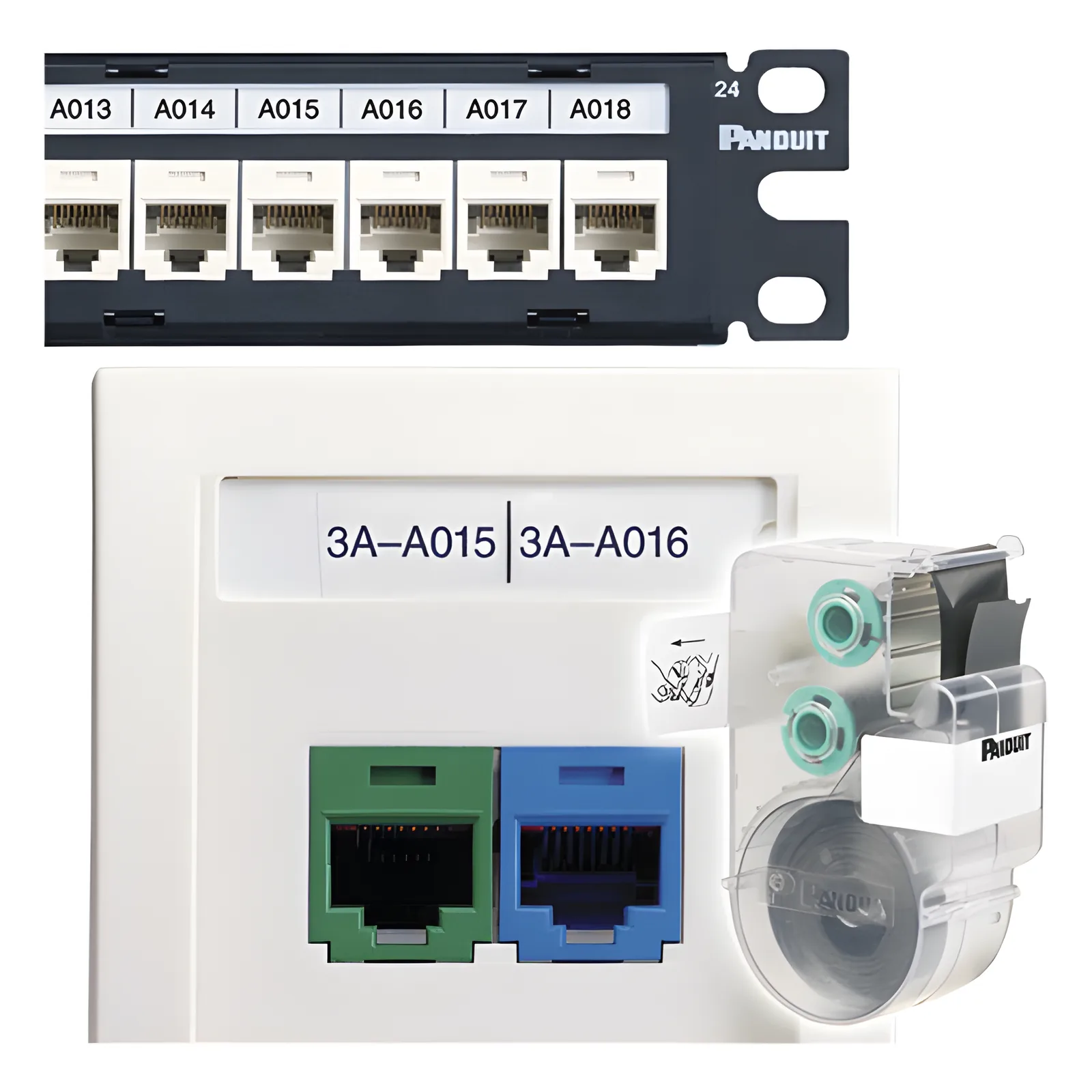 Casete de 75 Etiquetas Sin Adhesivo, para Patch Panel o Face Plate, Para Identificación de 4 Puertos, Color Blanco