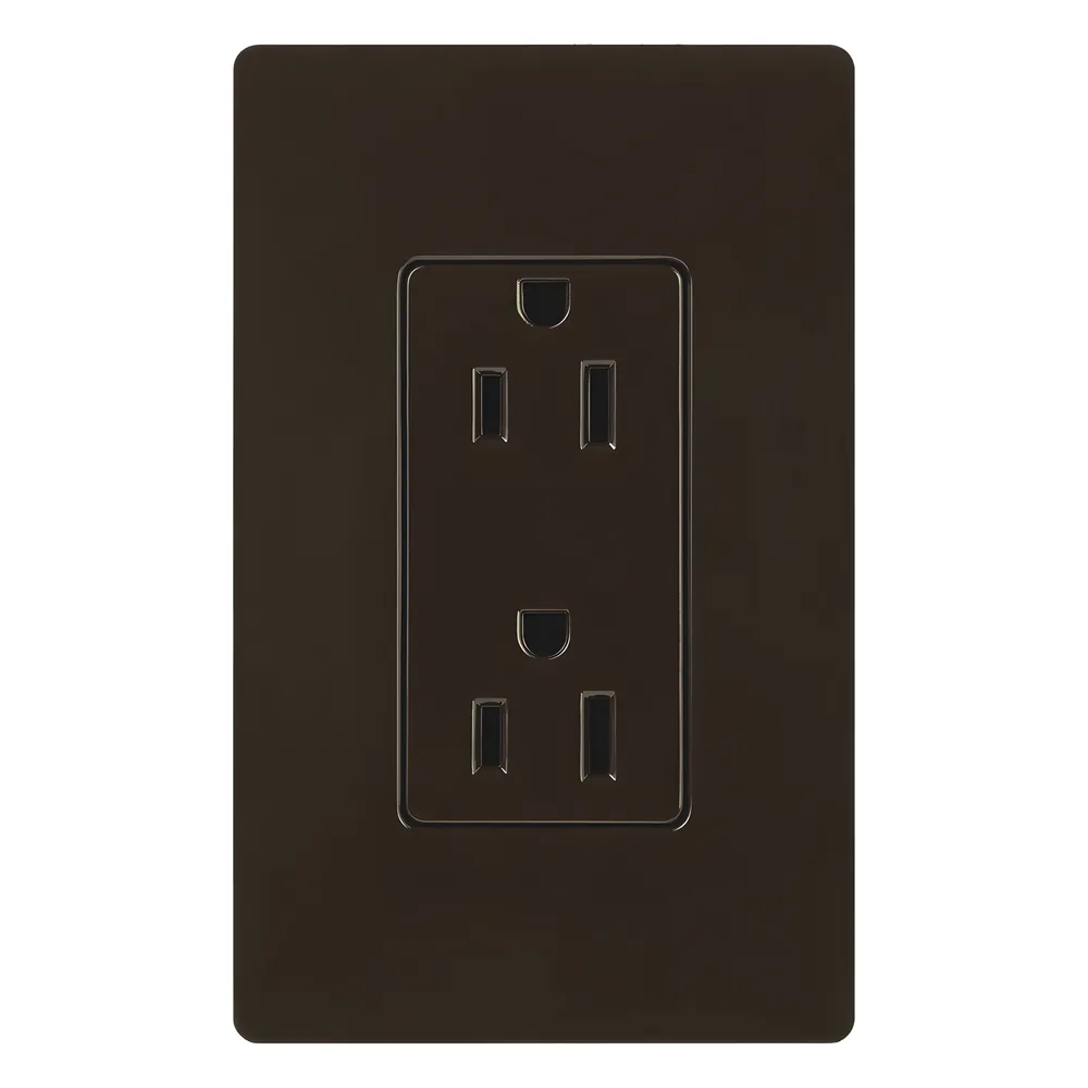 Tomacorriente dúplex de 15 A y 125 V color café, línea Claro para combinar con controles y placas Lutron de estilo Designer