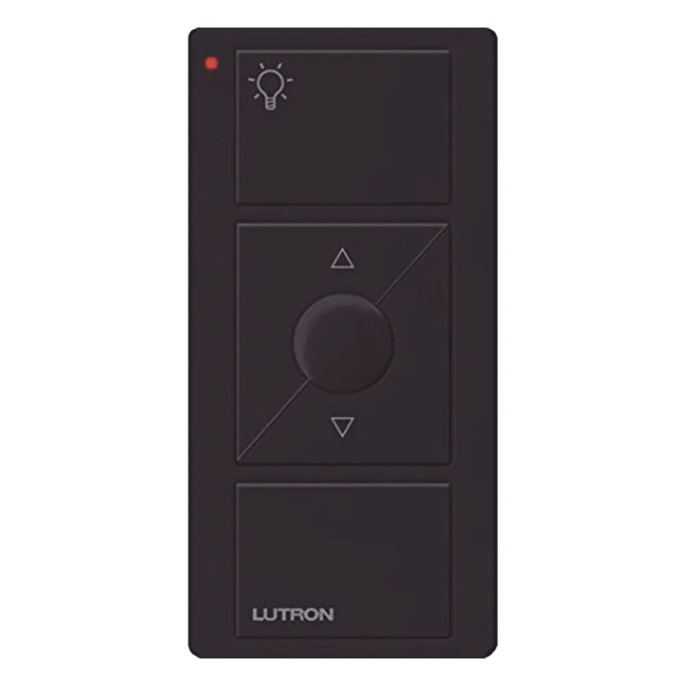 Control remoto inalámbrico Pico de 3 botones con subir y bajar de intensidad y luz nocturna, compatible con Caseta Wireless y RadioRA 2, color negro brillante