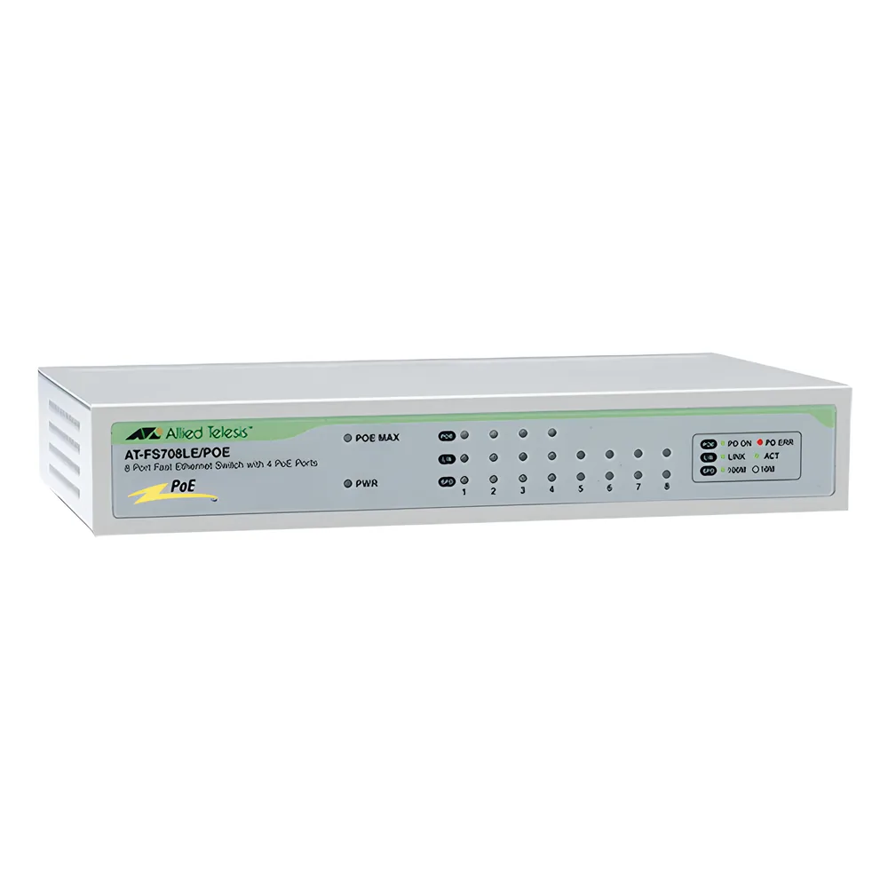 Switch No Administrable PoE de 8 puertos 10/100 Mbps (4 puertos PoE) con fuente de alimentación externa, 30 Watts