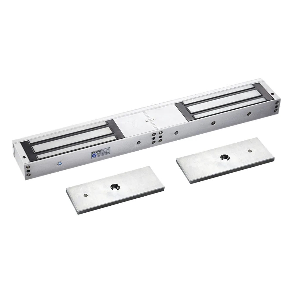 Chapa Magnética Doble para Aplicación en Puertas de Doble Hoja. 1200 lbs(x 2). LED