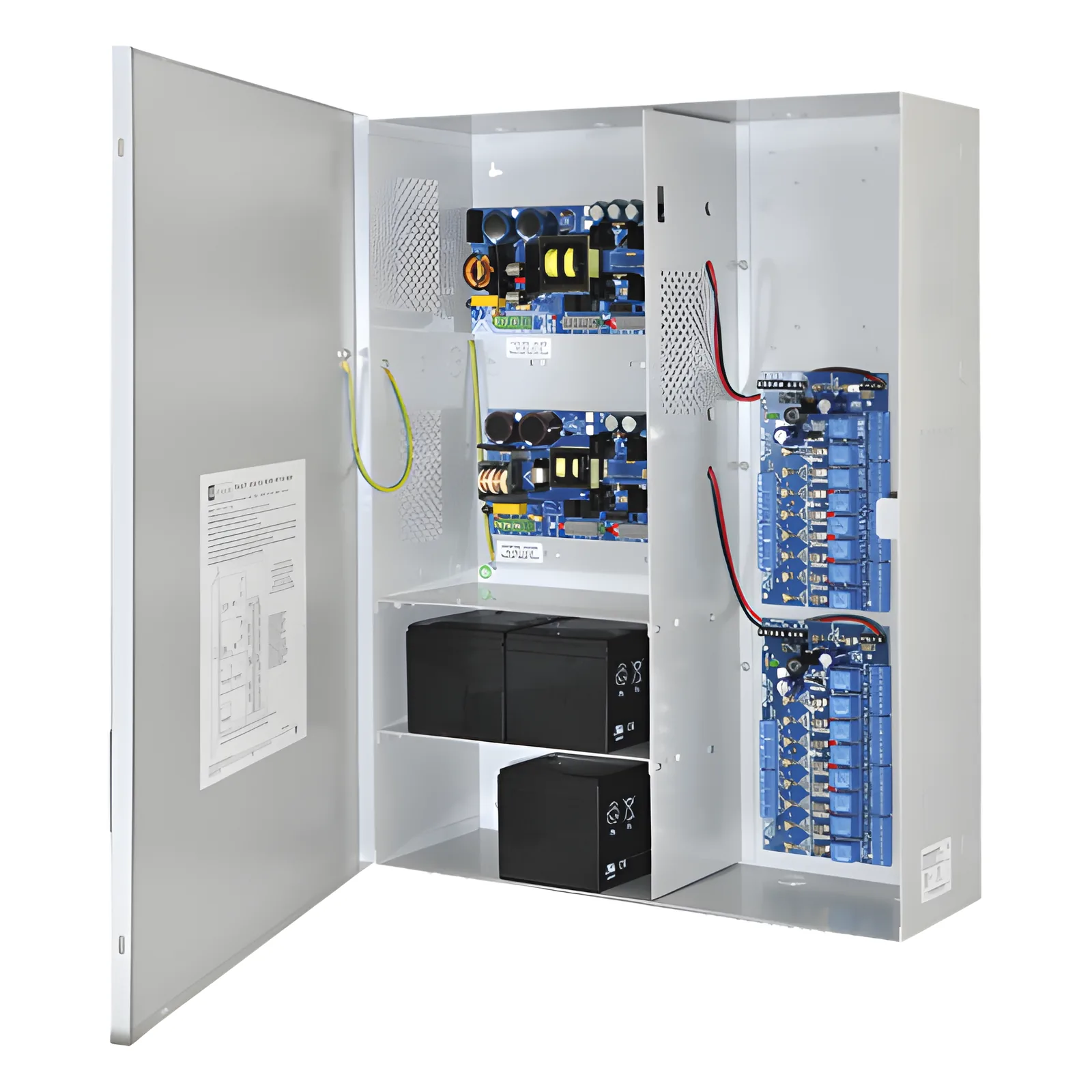 Fuente de poder DUAL ALTRONIX de 12 Vcc @ 9.3 Amper, y 24 Vcc @ 9.6 Amper con 16 salidas, con capacidad de batería de respaldo, requiere batería, para aplicaciones de control de acceso, alarmas, CCTV, con voltaje de entrada en 120 Vca