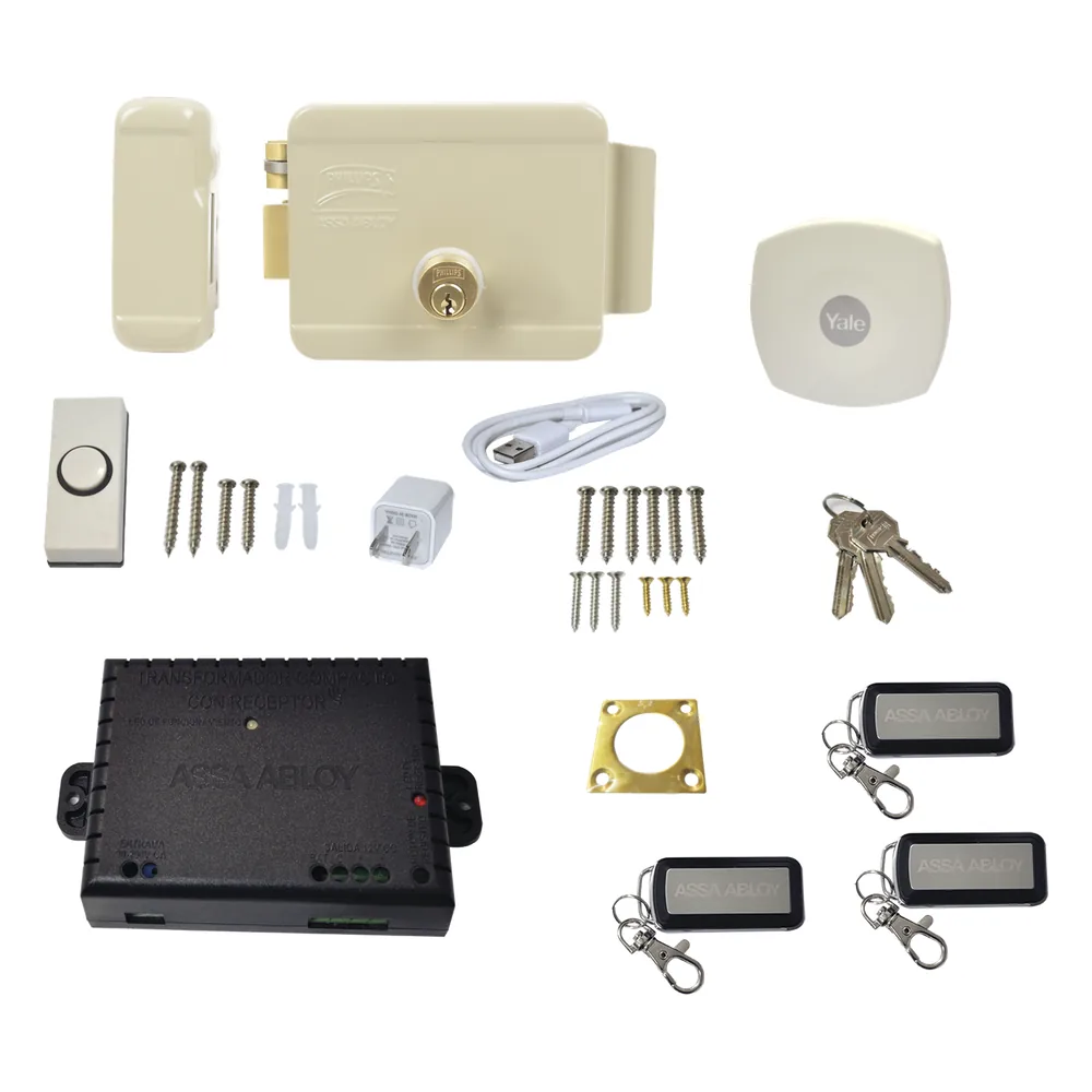 Kit Cerradura Eléctrica 321DC Izquierda y Hub para Apertura a través de Smartphone, Compatible con YALE CONNECT