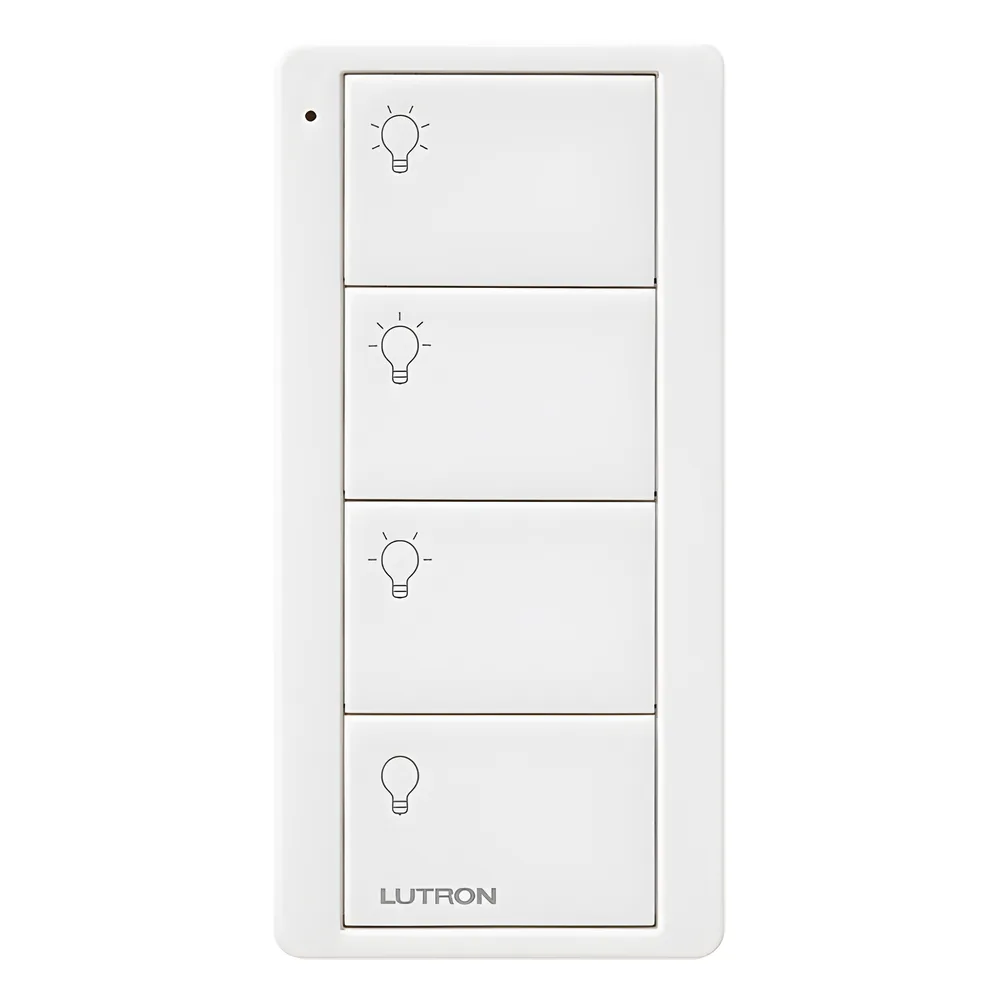 Control Pico inalámbrico de 4 botones para activar 3 escenas y apagado, con batería CR2032 de 10 años, compatible con Caséta Wireless, RadioRA 2, RA2 Select, RadioRA 3 y HomeWorks