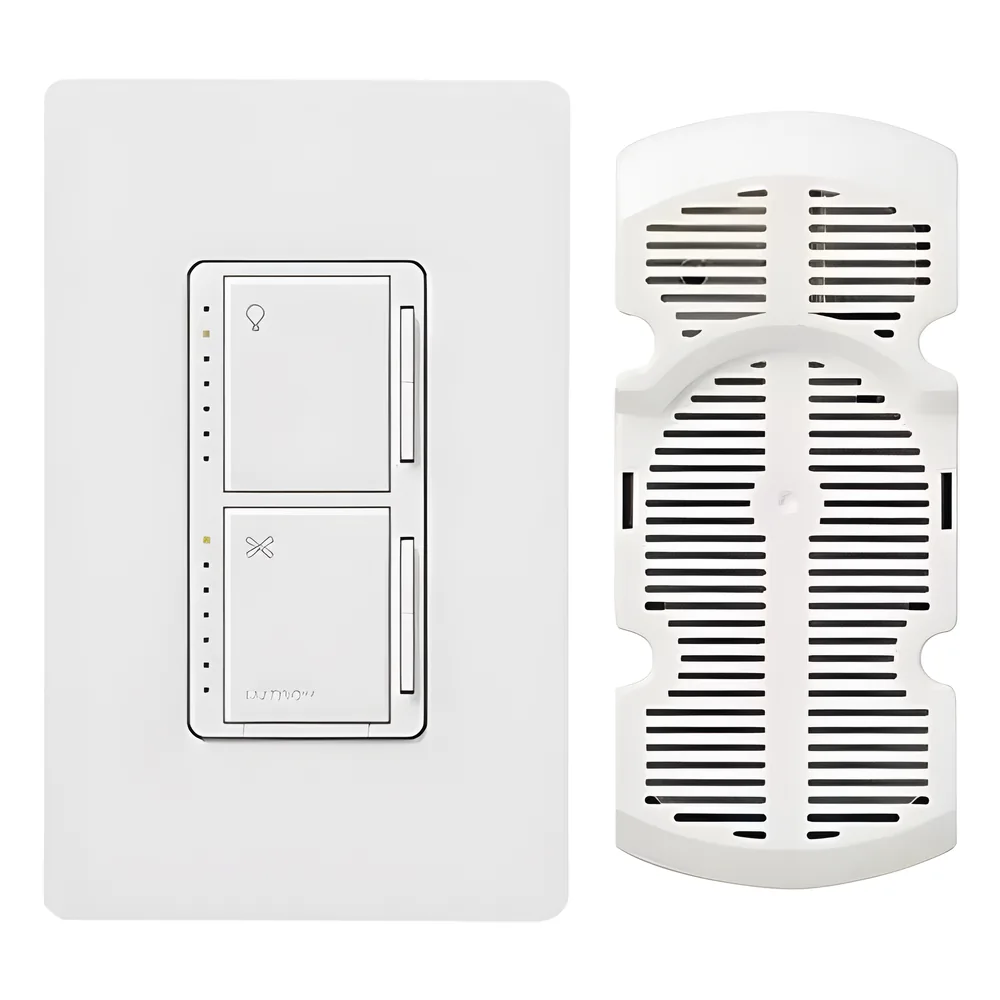 Control de pared Maestro para ventilador de techo y luz, atenuador de 300 W, 7 velocidades silenciosas, multilocalización, incluye módulo de canopy, color blanco