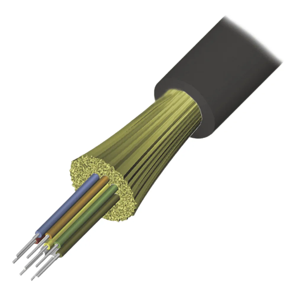 Cable de Fibra Óptica de 12 Hilos, Interior/Exterior, Tight Buffer, No Conductiva (Dieléctrica), LS0H, Multimodo OM4 50/125 Optimizada, 1 Metro (3.28 Pies)