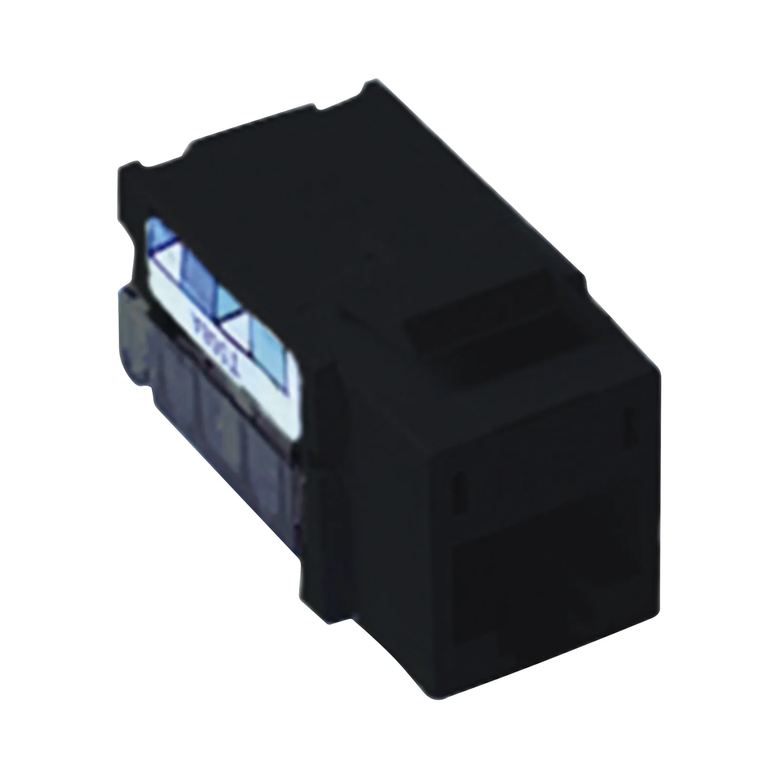 Jack RJ45 categoría 6 de 8 conductores tipo snap-in color negro para el marco de 6 puertos de la línea Claro