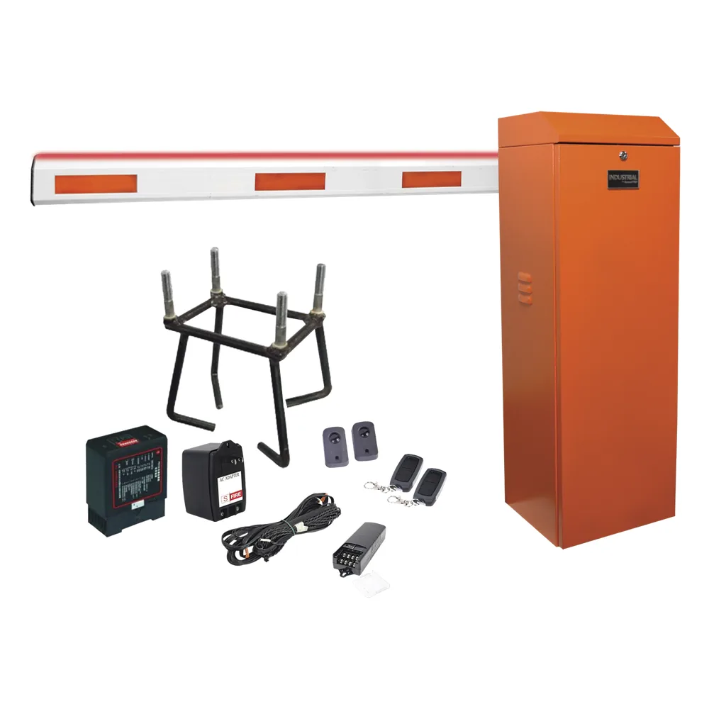 Kit COMPLETO Barrera Izquierda XB NARANJADA / 3M / Iluminacion LED Rojo-Verde / Incluye Sensor de masa, Transformador, Lazo, Ancla, Fotoceldas y 2 Controles Inalámbricos