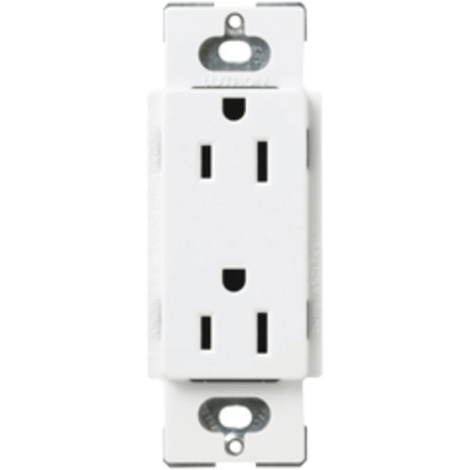 Tomacorriente dúplex 15 A 125 V de la línea Claro y Satin Colors en color Snow, para caja de pared estándar, placa se vende por separado