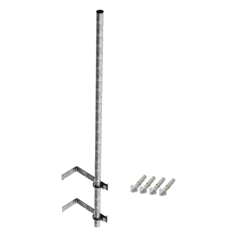 Mástil de 3 m de 1-1/2" diámetro ced. 30 con Herrajes para Sujeción a Pared.