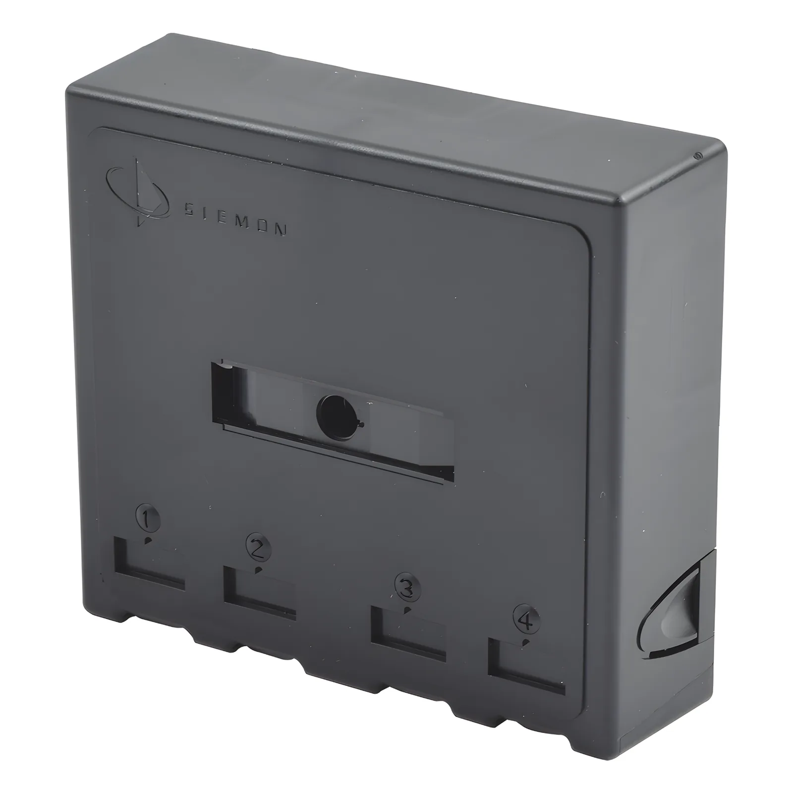 Caja de Montaje Superficial, Acepta 4 Módulos MAX, Con Puerta Protectora, Color Negro