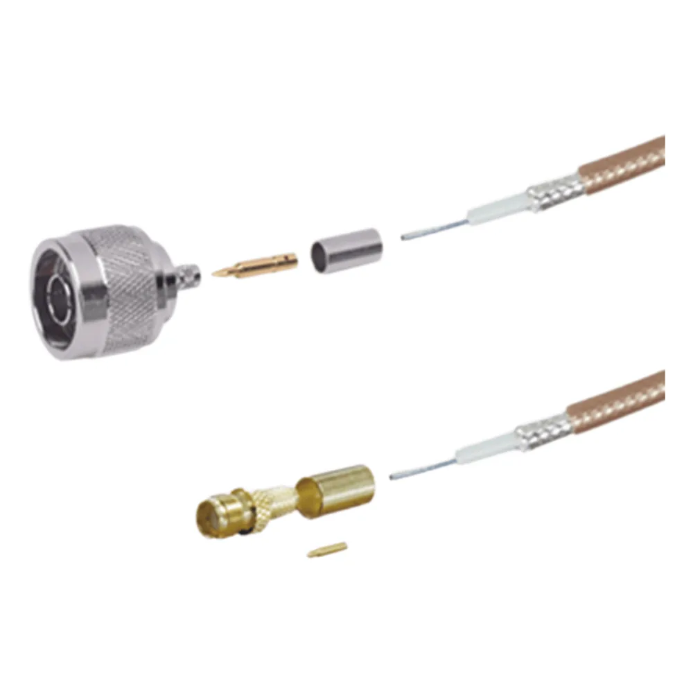 Jumper de 100 cm (39.37 pulgadas) Tipo RG-142/U con Conectores N Macho y SMA Hembra Inverso (Hasta 8 GHz).