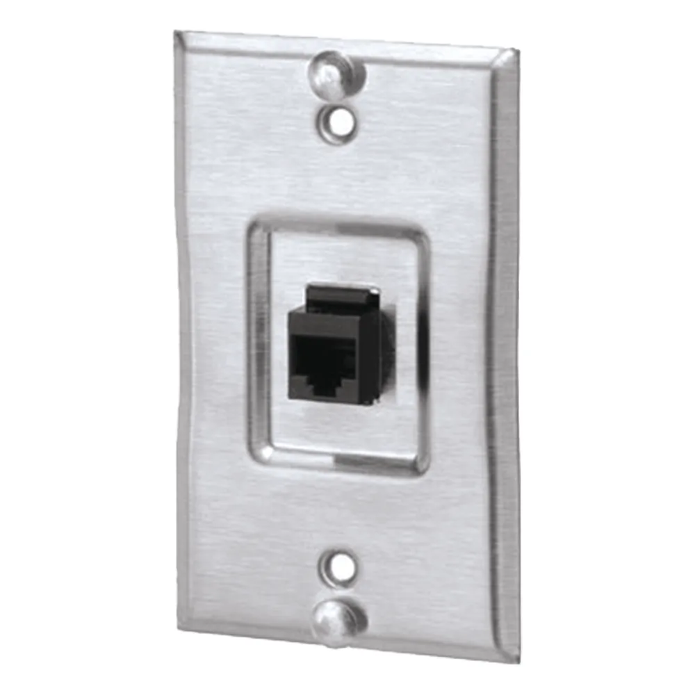 Placa de Pared Telefónica, Salida de 1 Puerto Keystone, Con Jack Cat5e Estilo TP, de Acero Inoxidable