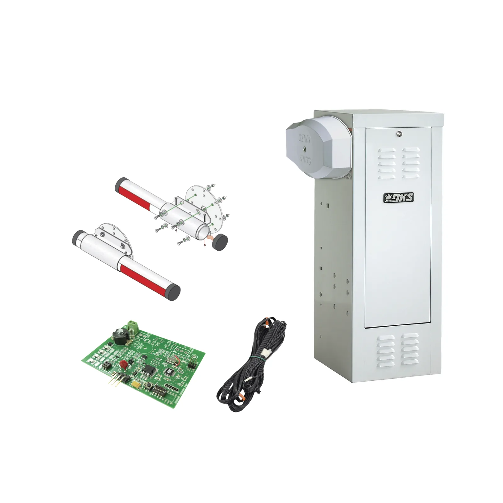 Kit de Barrera Vehicular 1601 de Uso CONTINUO Con Mástil de Aluminio 4 Metros / Incluye Sensor de Masa y Loop.