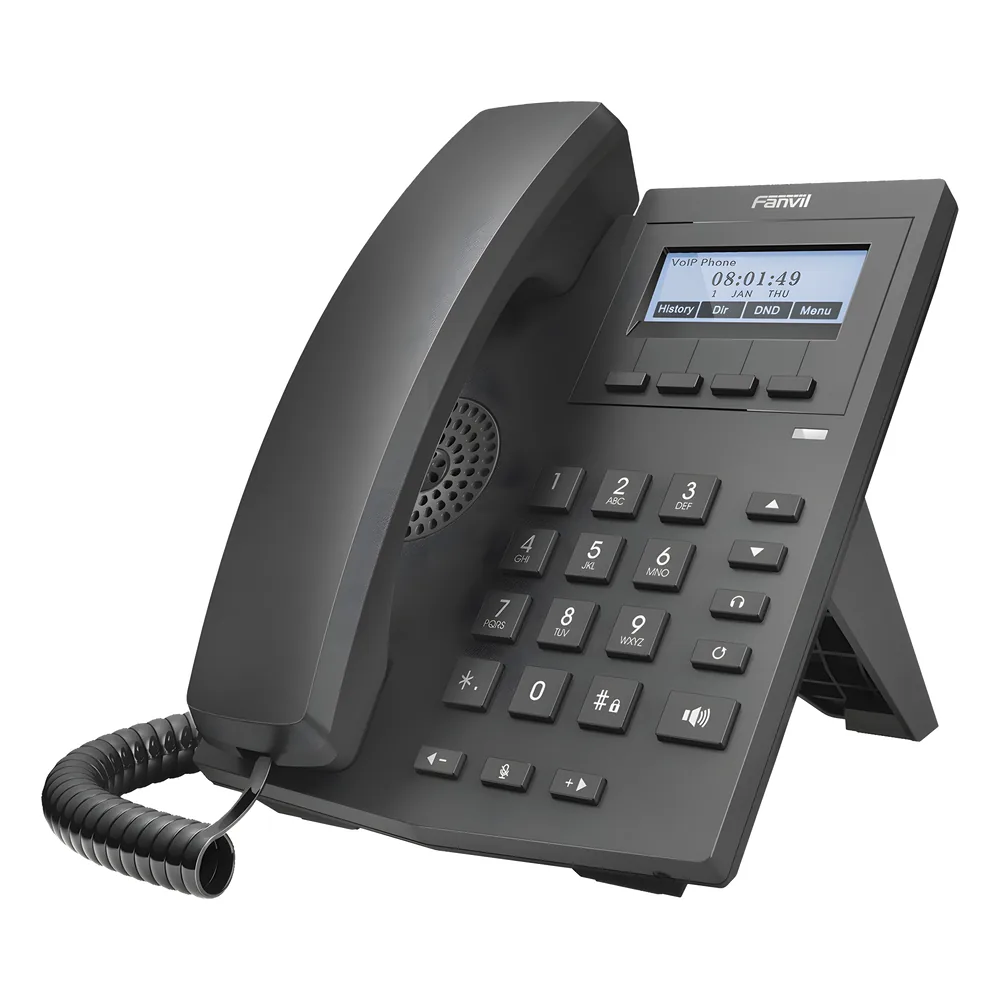 Teléfono IP empresarial para 2 lineas SIP con pantalla LCD 128 x 48 Px y conferencia de 3 vías, PoE