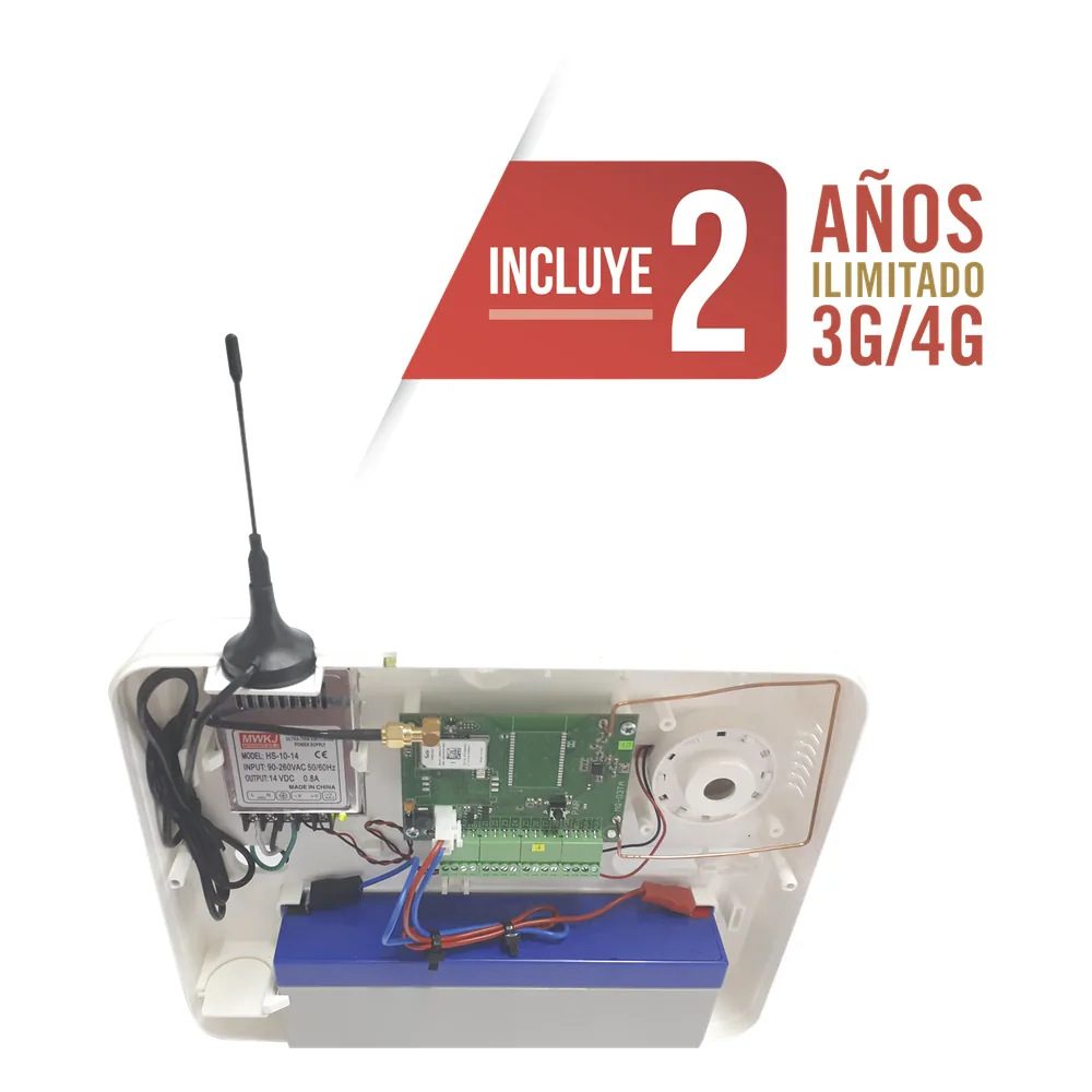 Panel de Alarma Cloud / 2 Años 3G/4G Ilimitado Incluido / 32 Zonas Inalámbricas / 8 Zonas Cableadas / Programación 100% vía WEB y APP gratuita.