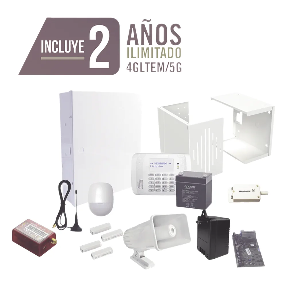 Kit de alarma VISTA-48LA con comunicador 4G LTE-M/5G, sensor PIR, sirena y 2 años de datos incluidos