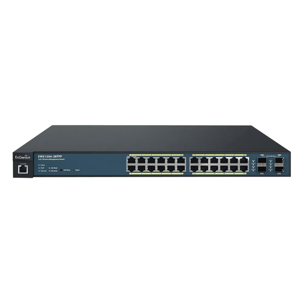 Switch PoE Administrable de 24 Puertos Gigabit, 4 Puertos SFP, Soporta Hasta 410 W con Opción de Controlador para Serie Neutron y Enturbo.