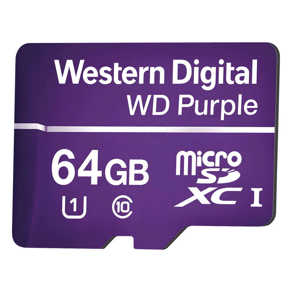 Memoria microSD de 64GB PURPLE, Especializada Para Videovigilancia, 10 VECES MAYOR DURACIÓN, 3 AÑOS DE GARANTIA