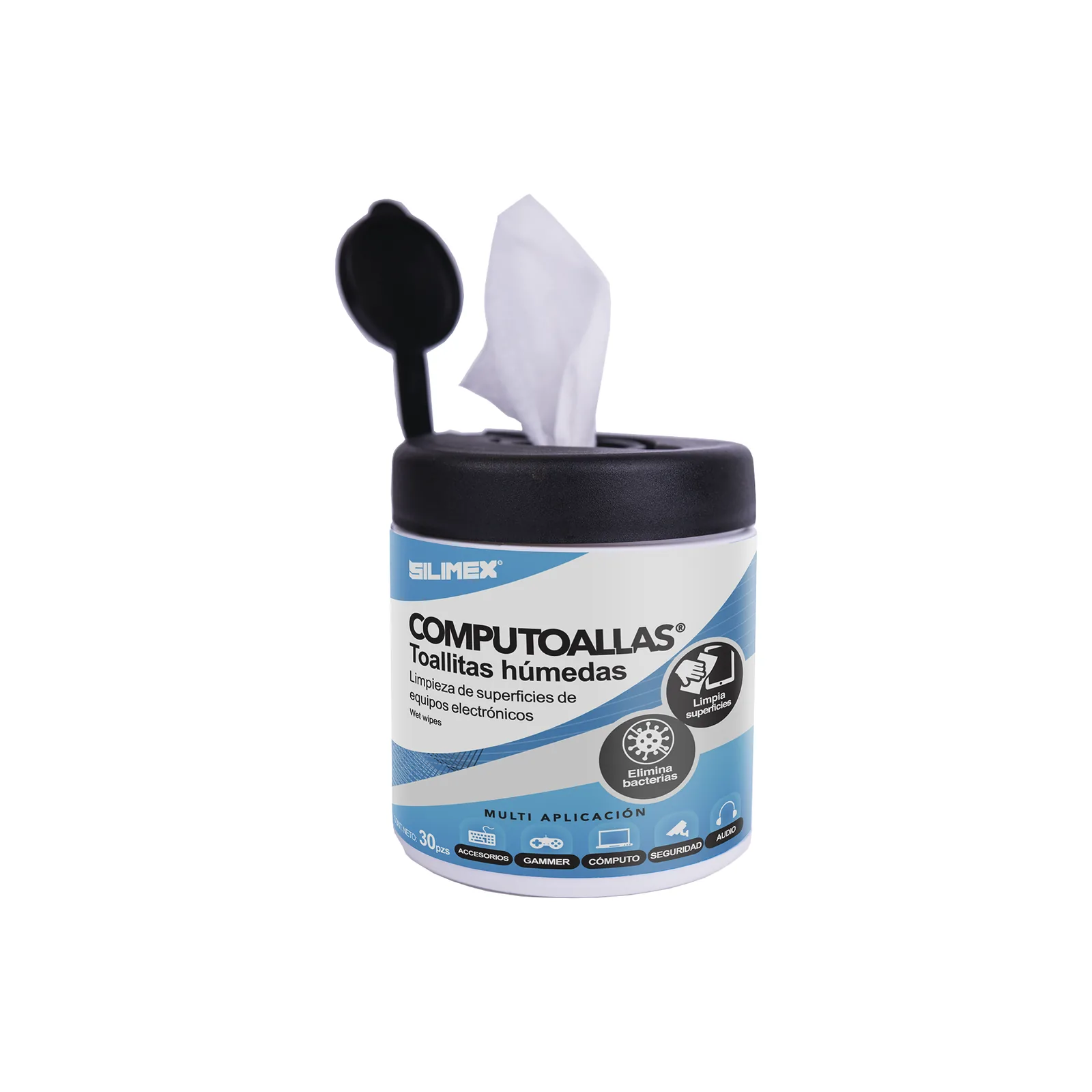 Toallas húmedas antibacteriales, para limpieza de gabinetes, equipos de cómputo, audio, vídeo y telefonía, 30 piezas