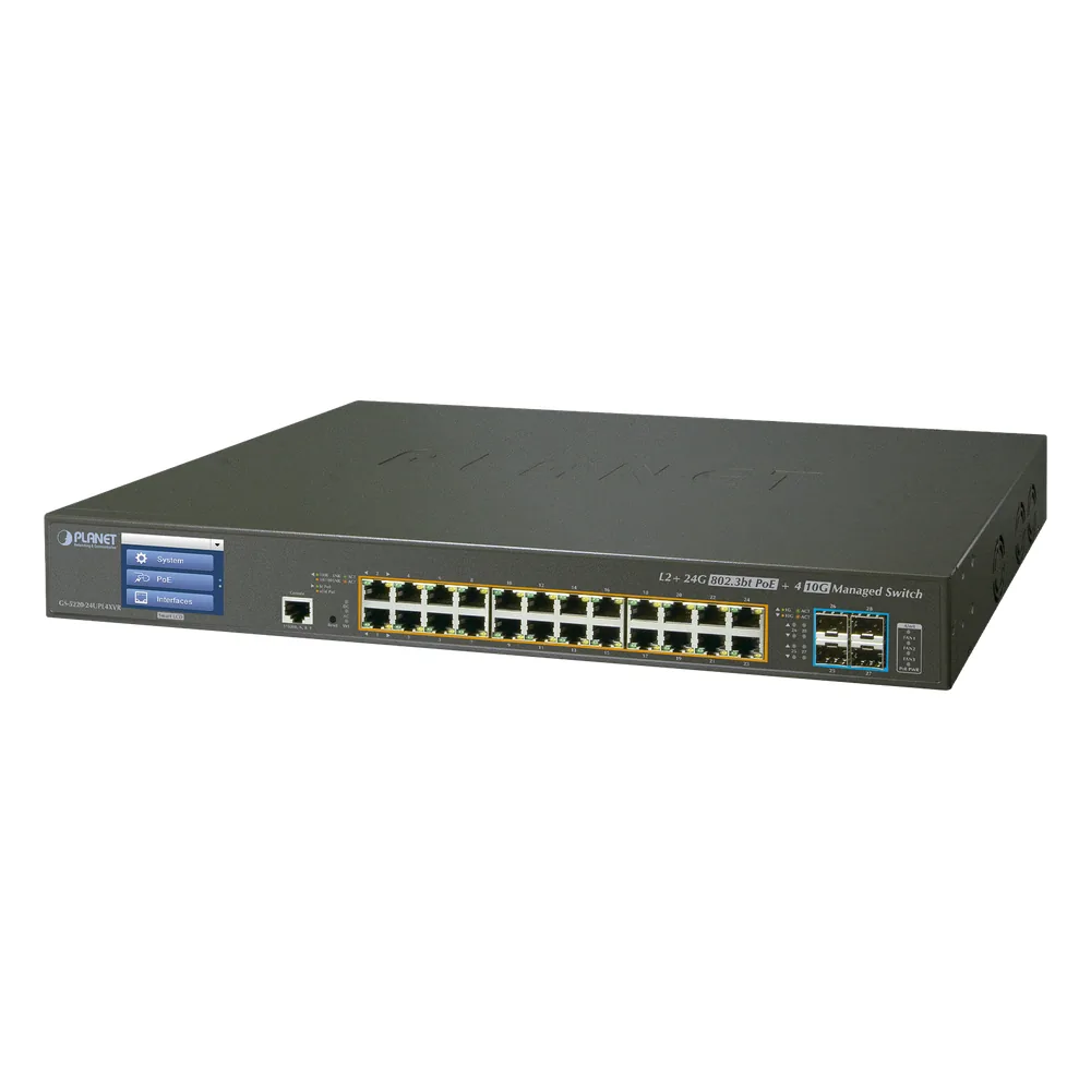 Switch Administrable L2+ 24 puertos gigabit c/ Ultra PoE, 4 puertos 10G SFP, c/Display, (600W)