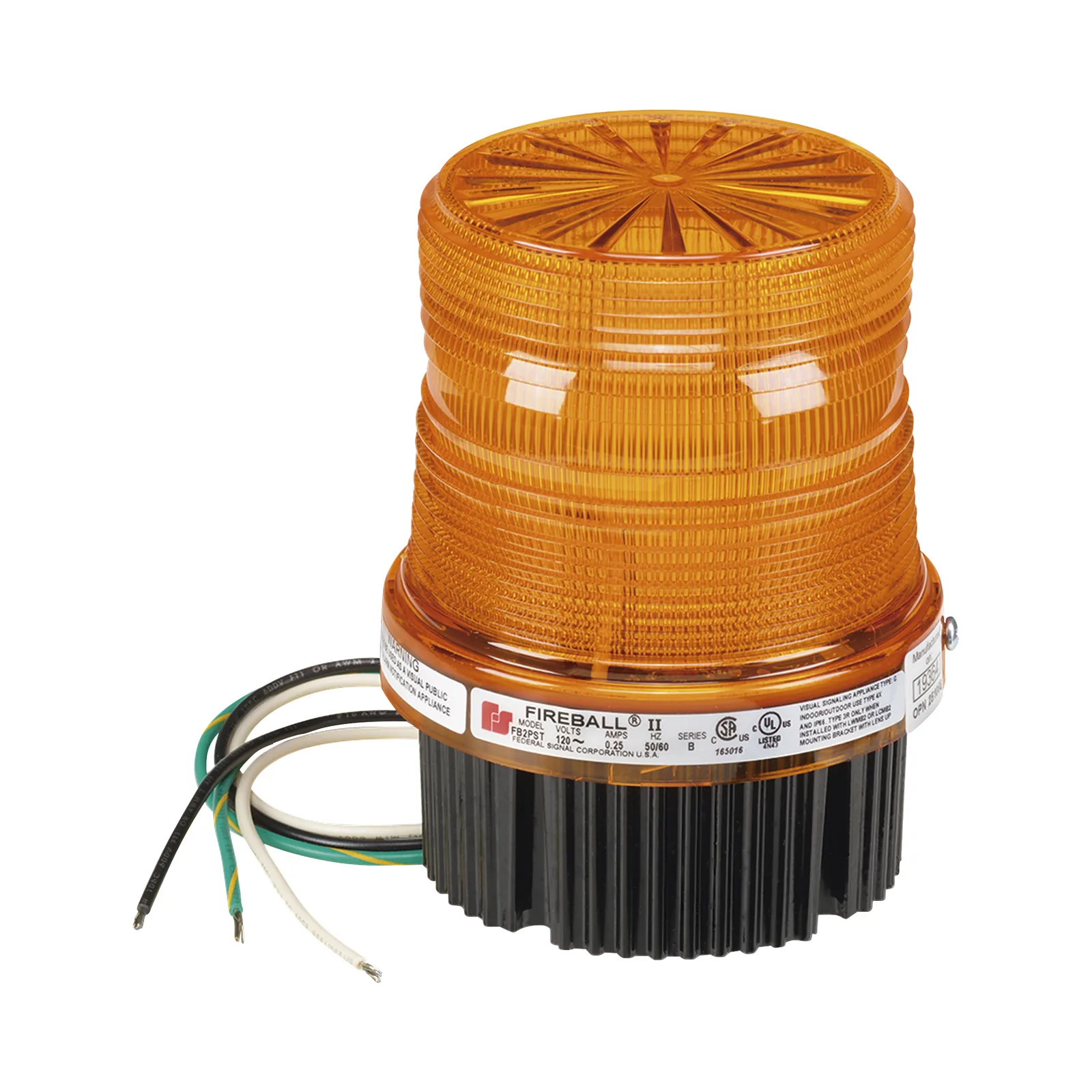 Luz de advertencia estroboscópica Fireball®, Listado por UL y cUL, 120 VCA, color ámbar