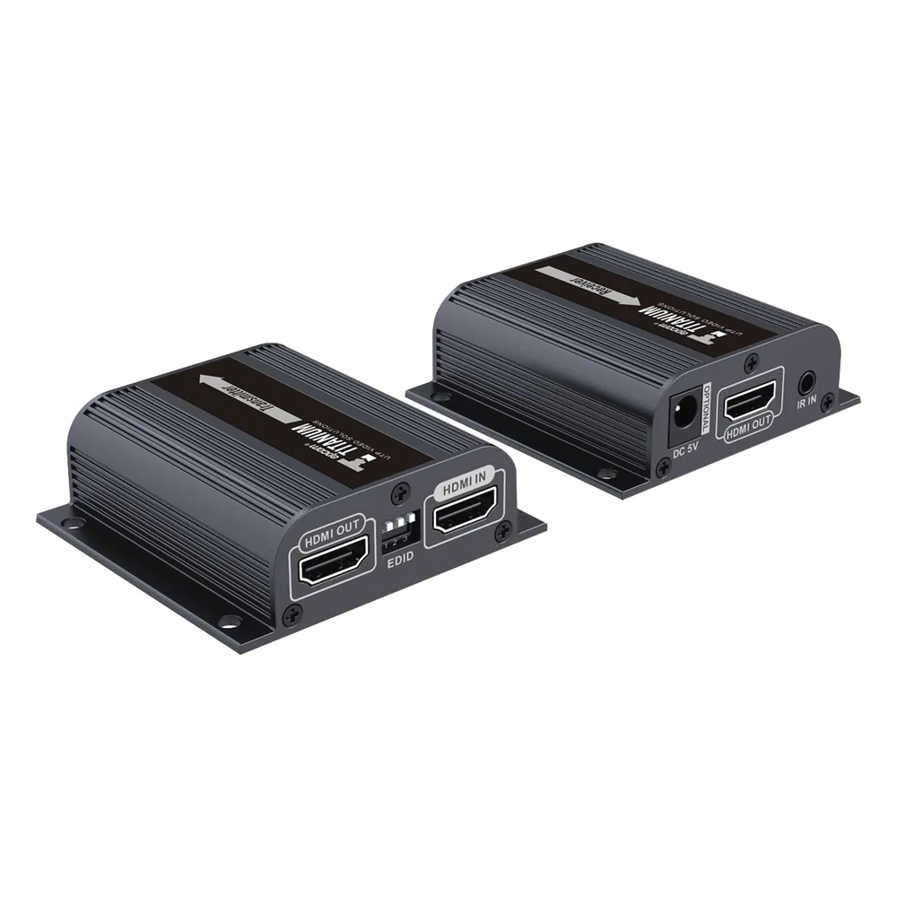 Kit Extensor HDMI para distancias de 50 metros / Soporta resoluciones 720 y 1080P @ 60 Hz / Cat 6, 6a y 7 / Salida Loop en el Tx para visualización local / Configuración EDID / Soporta control remoto del equipo fuente / Alimente solo el Tx