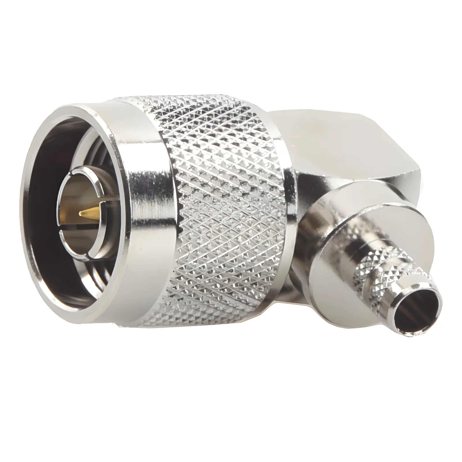 Conector N Macho en A/R de Anillo Plegable para Cables RG-8/X, LMR-240, Níquel/ Oro/ Teflón.