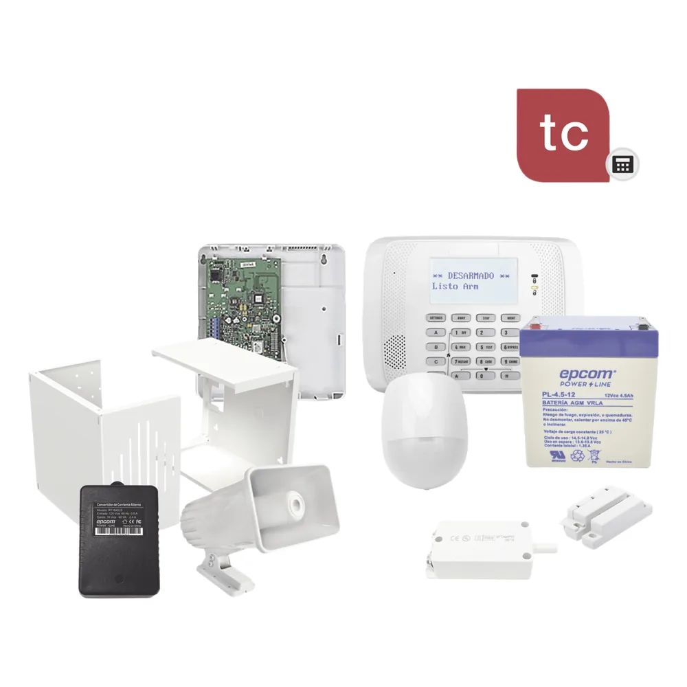Kit de alarma cableada de 8 zonas con comunicador IP, sensor de movimiento, contactos magnéticos, sirena y 1 año de Total Connect