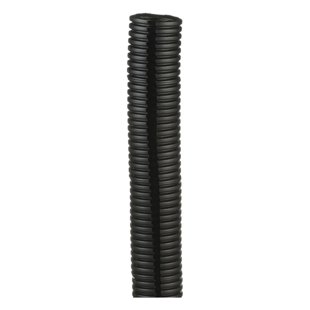 Tubo Corrugado Abierto para Protección de Cables, 1.25 in (31.8 mm) de Diámetro, 15.2 m de Largo, Color Negro