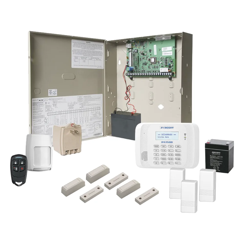 Kit de panel de alarma de intrusión con comunicador IP integrado y receptor inalámbrico para zonas RF