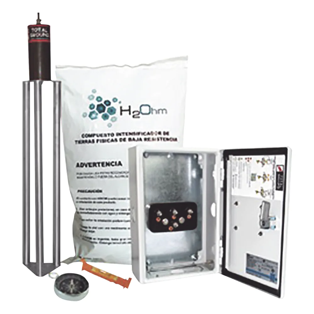 Kit Antivandalico de puesta a tierra de 45 A con Electrodo, Filtro, Acoplador y Compuesto H2Ohm.