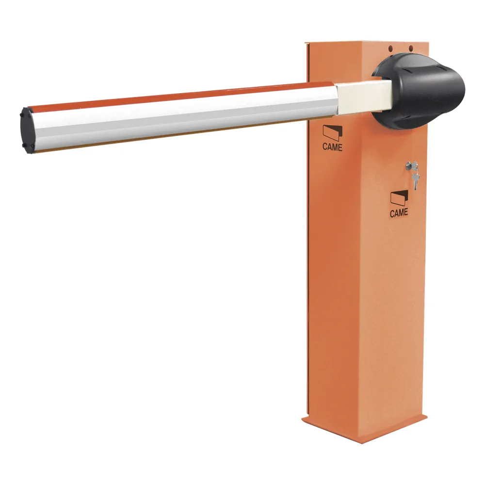 Kit de barrera vehicular CAME G3750 / Gabinete naranja / Incluye mástil de 4 metros sin iluminación / Incluye resorte 001G04060 (Resorte verde)